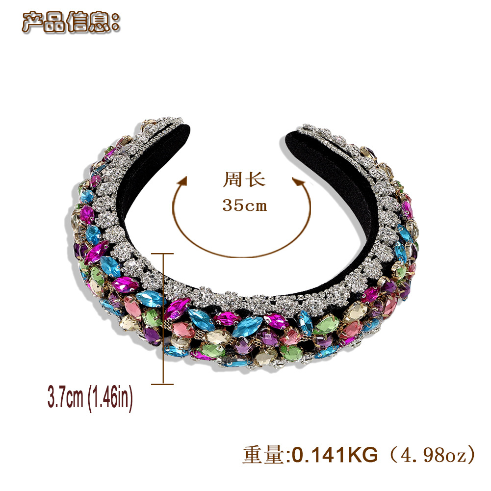 Fashion Exquisite Diamond-shaped Colored Gemstone Silver Transparent Exaggerated Headband Wholesale Nihaojewelry display picture 1