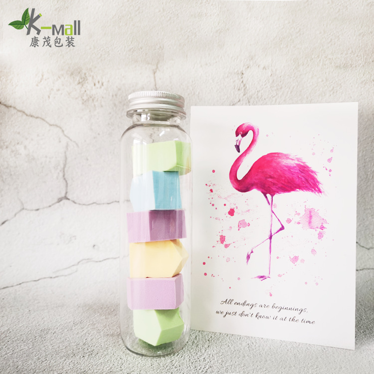 250ml圆柱形 美妆蛋粉扑瓶 化妆品乳液瓶 翻盖卸妆水分装瓶|ru