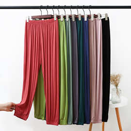 春夏季新款莫代尔收脚口裤韩版宽松休闲裤大码简约宅宅裤防蚊裤