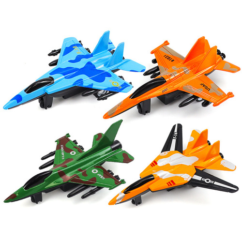 Wholesale children's toy airplanes, large plastic camouflage military pull-back airplane model toys, gift ornaments