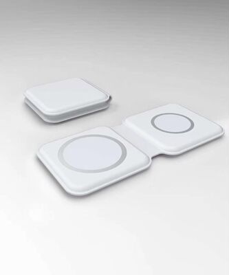 爆款 適用iphone12磁吸折疊雙項無線充電器 15w手表二合壹無線充