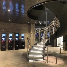 樓梯設計鐵藝弧形鋼板樓梯 西餐廳大堂卷板樓梯定制