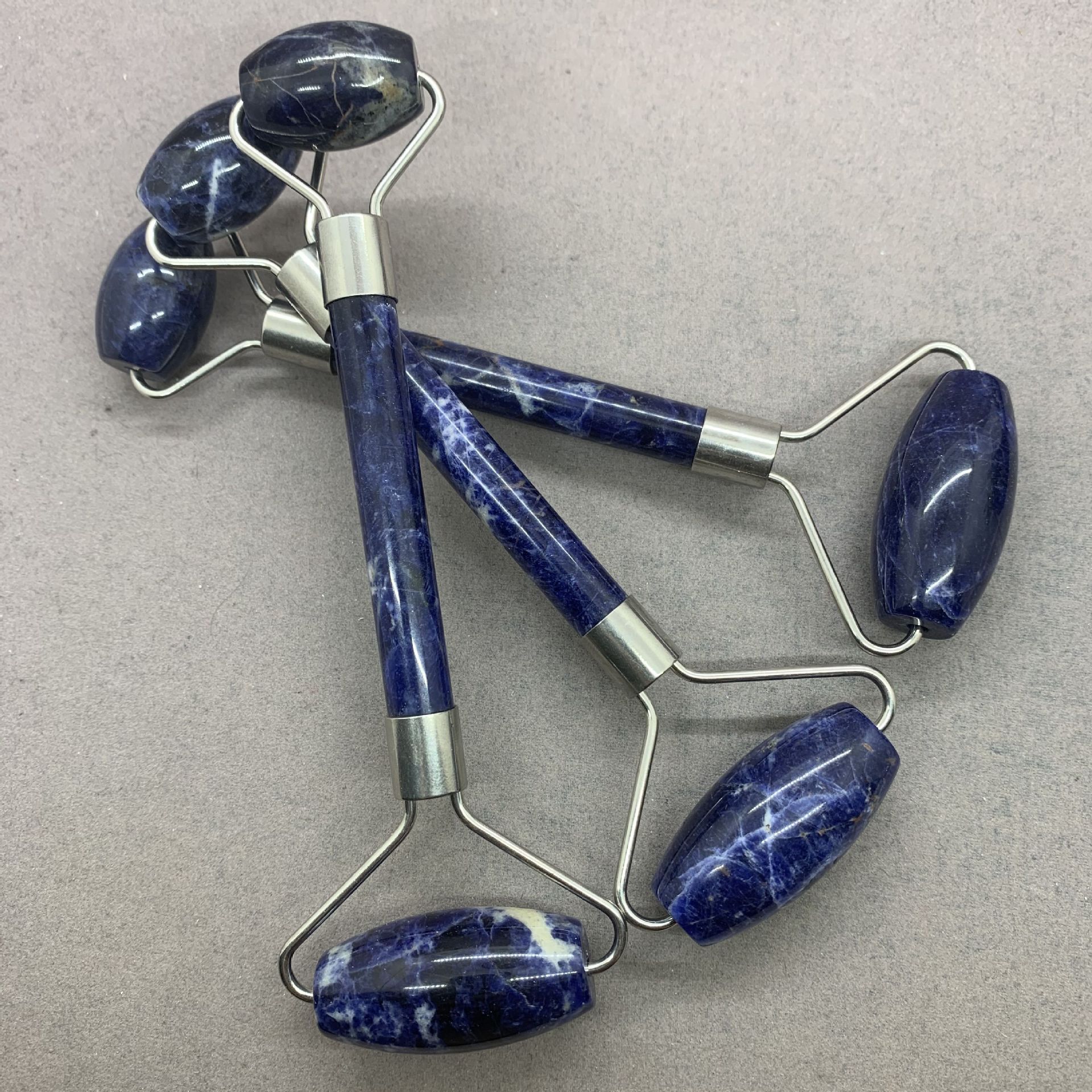 Piedra natural de doble cabeza rodillo de masaje palo amatista rosa cristal flor verde Aventurina azul patrón azul arena oro arena amarillo Ojo de Tigre