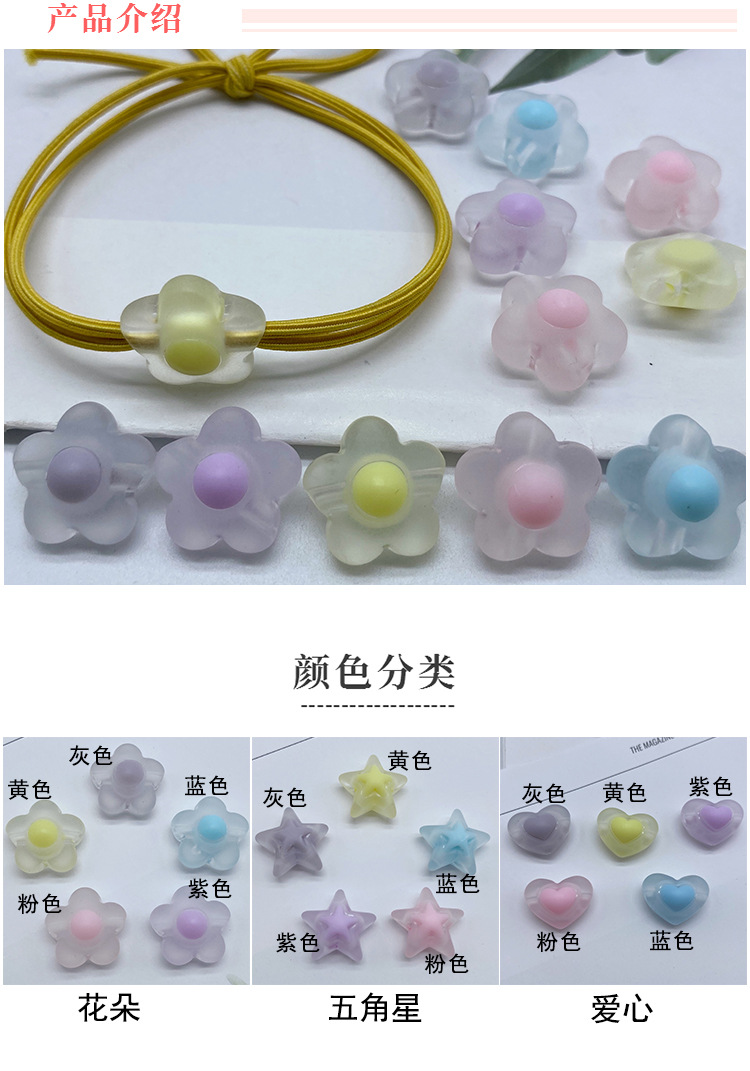 简约清新通孔磨砂蛋黄珠 diy儿童发饰制作橡皮筋配饰亚克力饰品详情图4