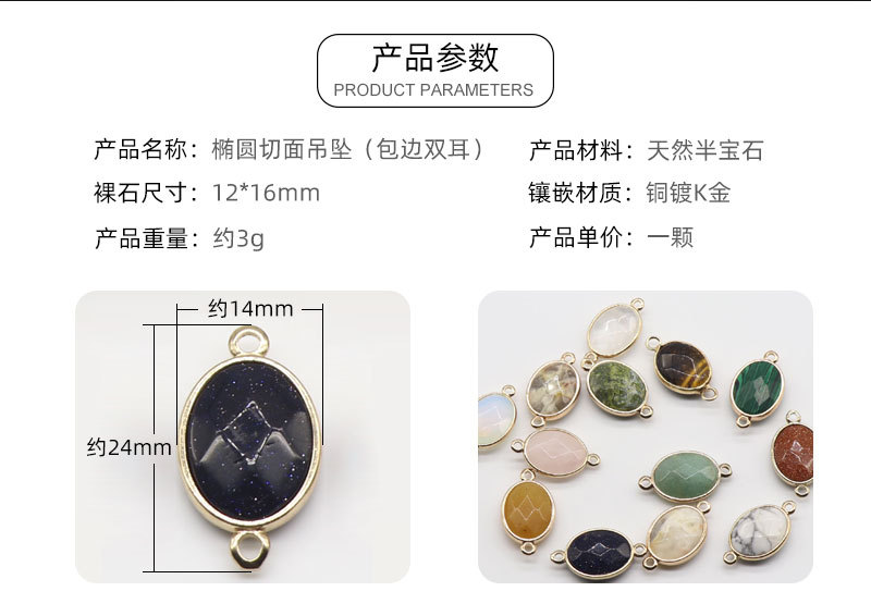 Crystal Agate Gemstone Edging Pendant Wholesale display picture 12