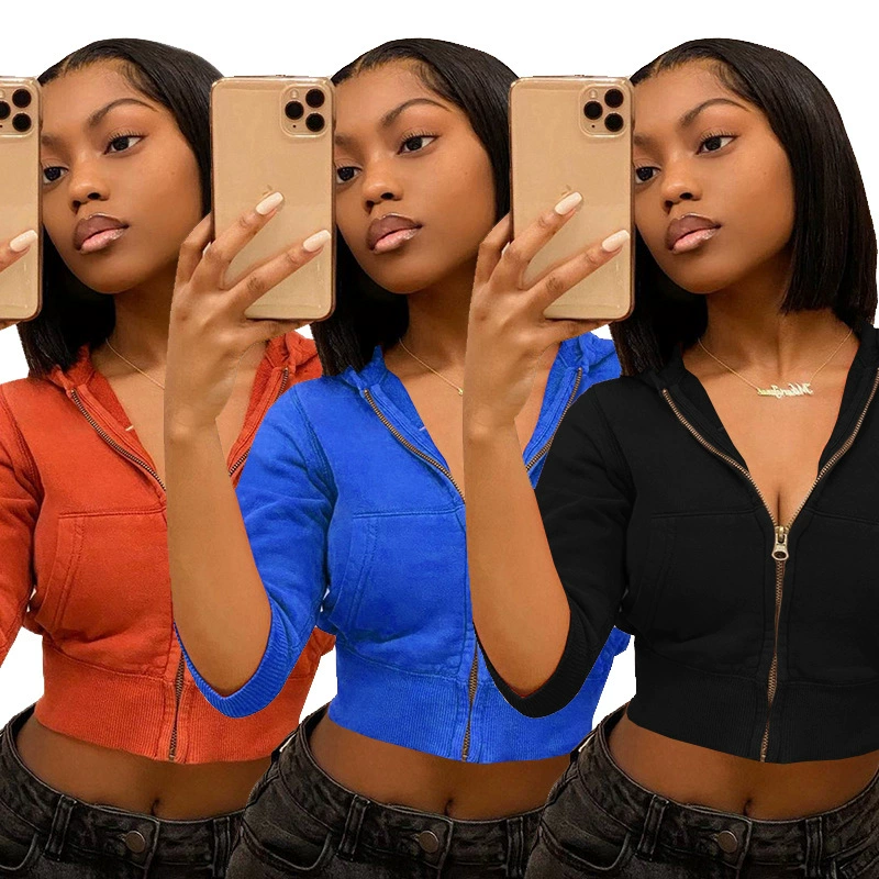 G8080 европейский и американский осенне-зимний новый женский свитер с капюшоном, модное повседневное однотонное спортивное пальто