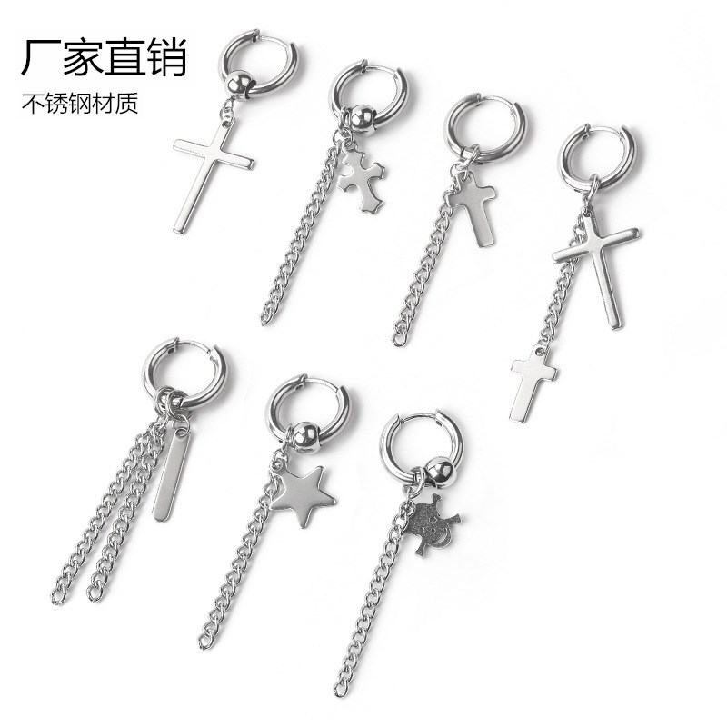 Earrings stainless steel hip-hop style for men and women