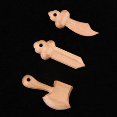 Peachwood sword, axe, gourd, scissors, apple, peanuts, tiger-head shoes, vajra pestle, Wenchang brush, pagoda, auspicious cloud motifs, and longevity lock accessories