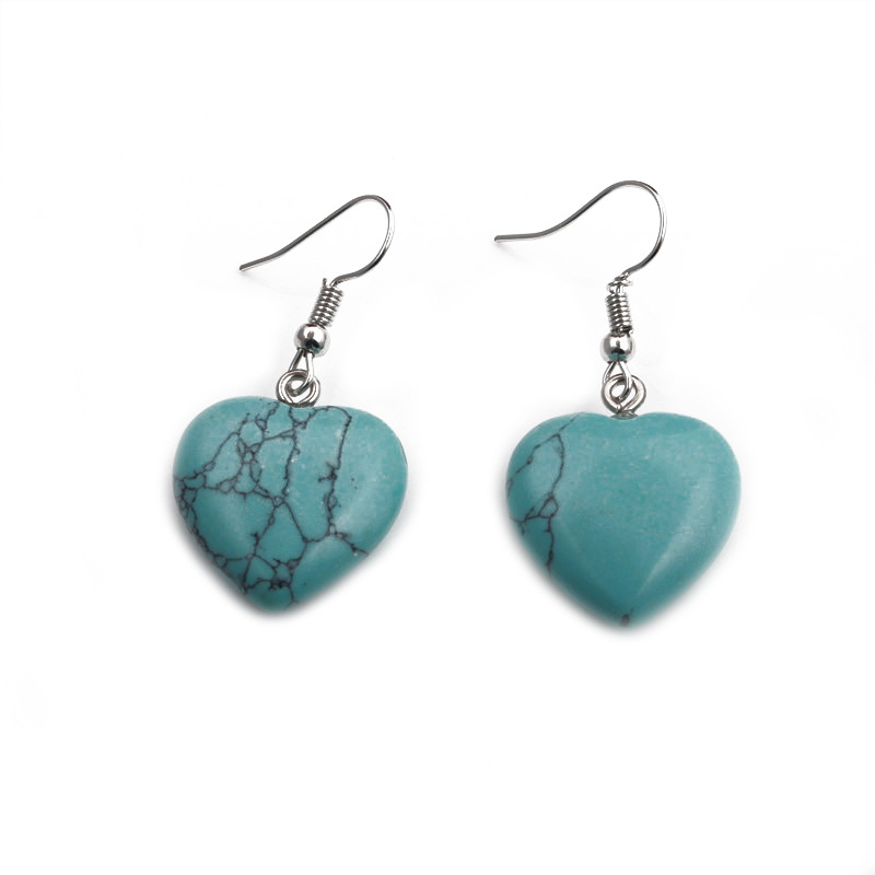 Turquoise Heart Earrings display picture 3