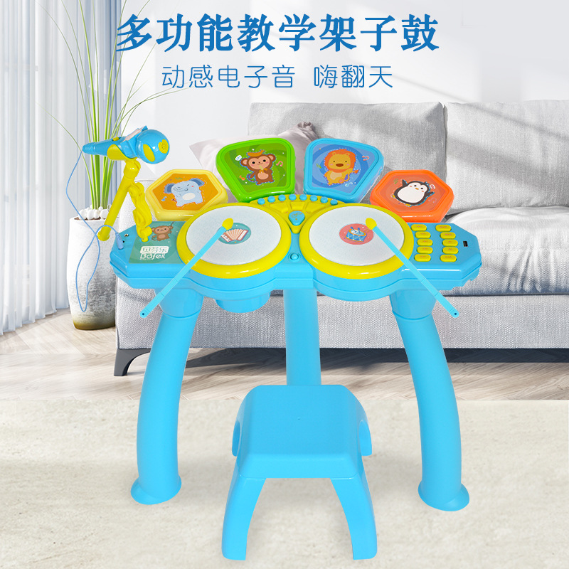 Carbendazim music Piggy children toy Drum baby Drum Early education Pat drum lighting Electronic drum