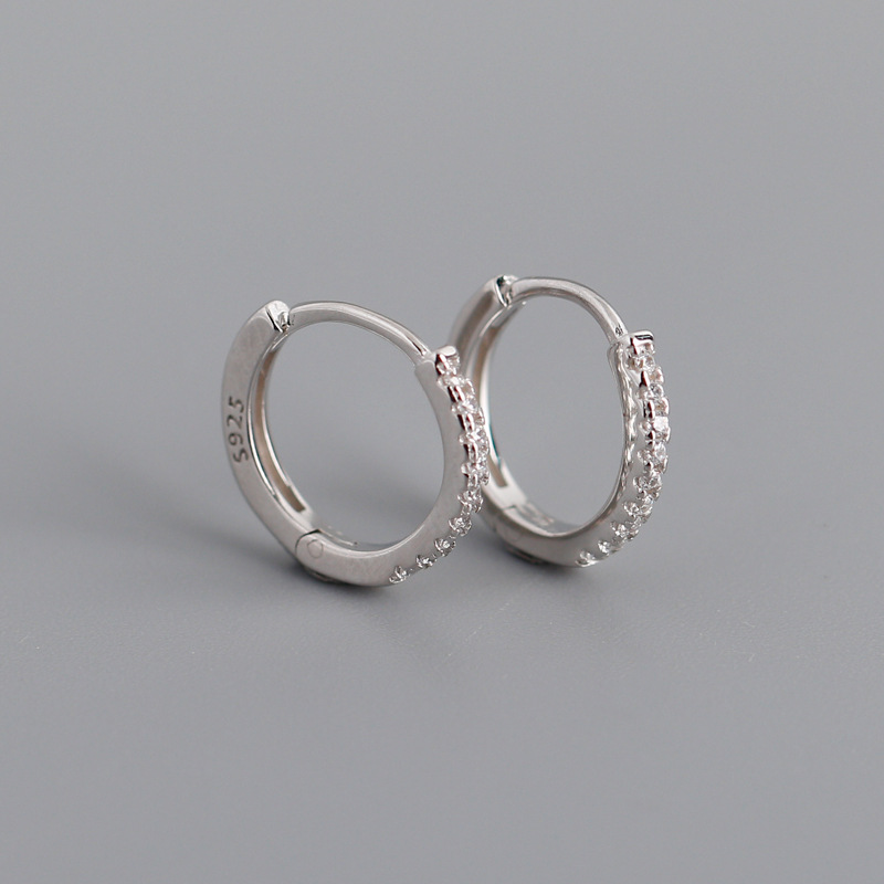 Mode Rond Argent Sterling Incruster Zircon Boucles D'oreilles Cerceau 1 Paire display picture 2