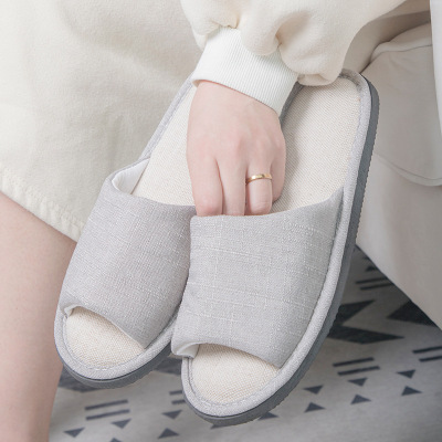 家居情侣亚麻拖鞋女室内防滑耐磨棉麻拖鞋男士木地板家用软底麻拖|ms
