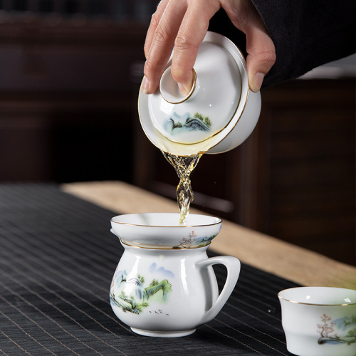 High white gold controlled blue and white porcelain tea filter filter creative ceramic Kung Fu tea set tea filter wholesale customization