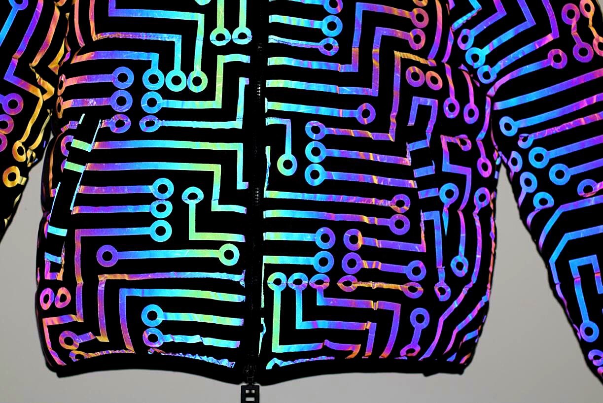 Herrenbekleidung bunter reflektierender Baumwollmantel mit abnehmbarer Kapuze und Baumwollmantel für Männer und Frauen_voghion.com