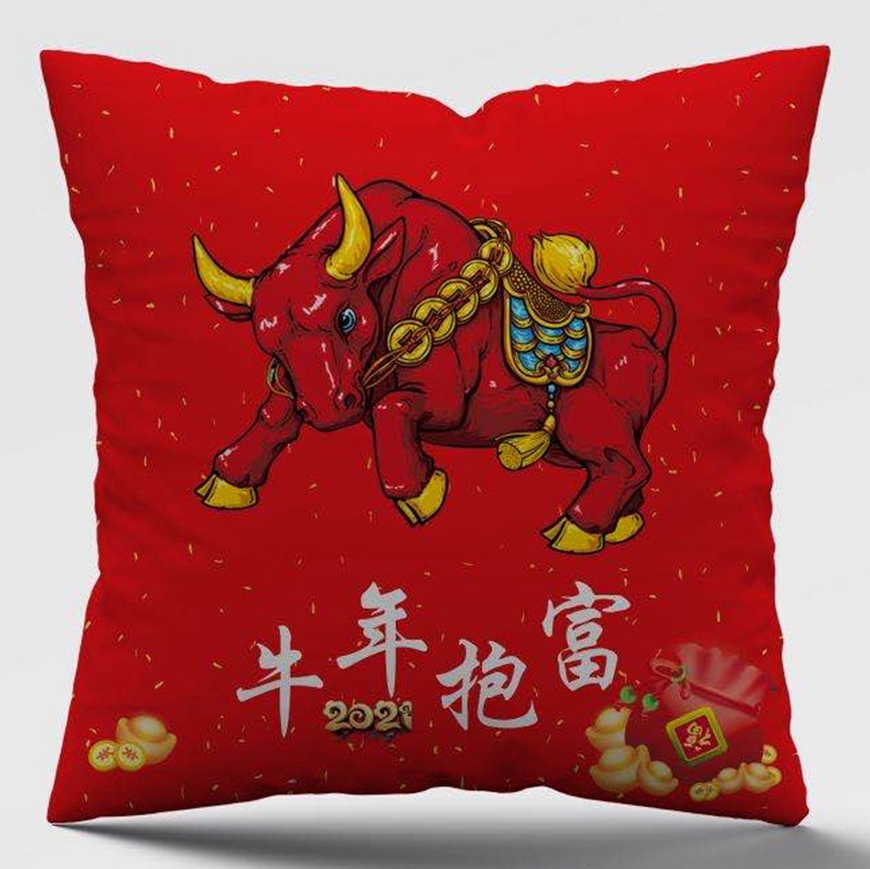 new pattern Short plush Year of the Ox Pillows company The opening celebration Insurance company gift Pillows Customize logo
