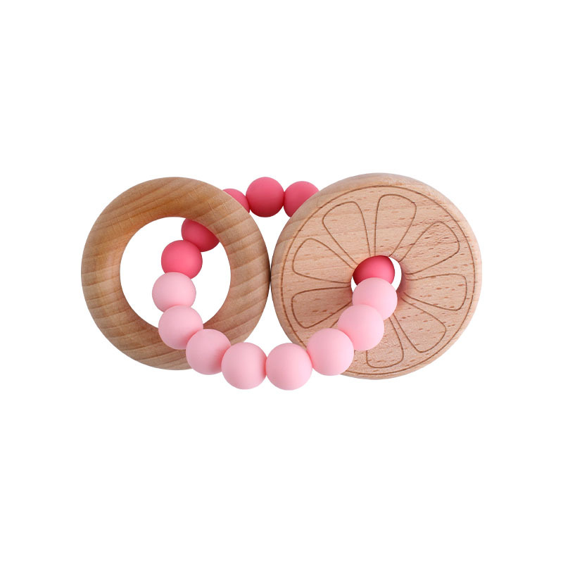 Nueva DIY creativo Beech anillo de haya flor juguete teether Seguridad Protección del Medio Ambiente silicona pulsera teether stick