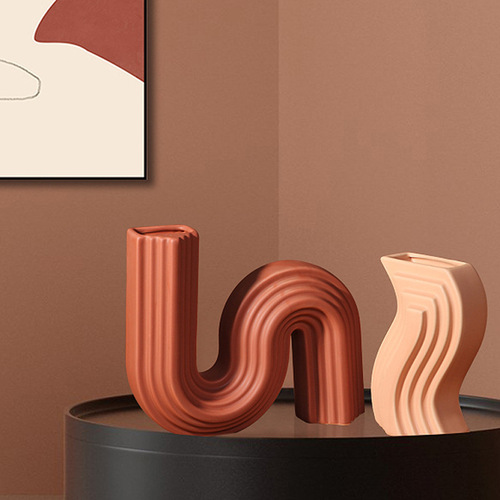 Modern Minimalist Nordic Ultra-minimalist Geometric S-shaped Ceramic Vase Vase Stand Sample Room Sales Office Soft Decoration