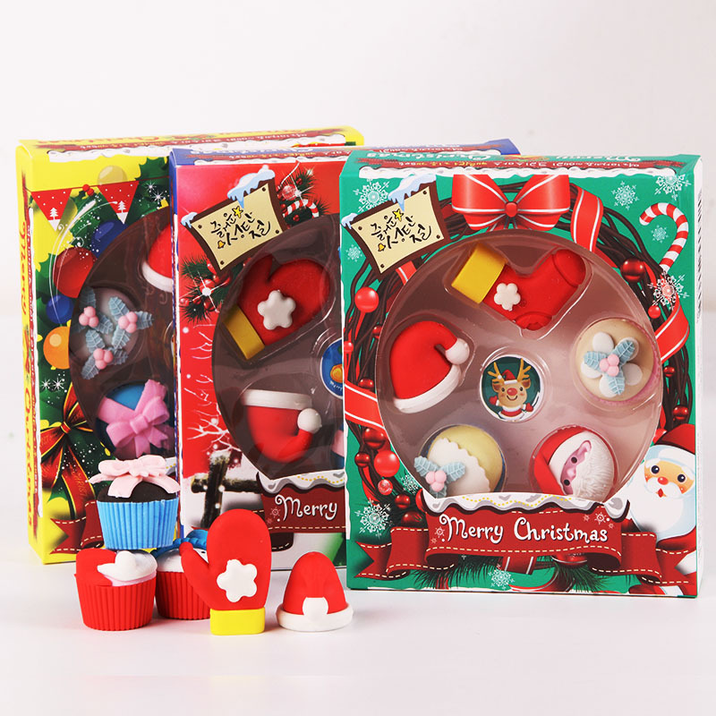 聖誕節兒童禮物橡皮擦創意文具卡通盒裝可愛橡皮擦小學生禮品