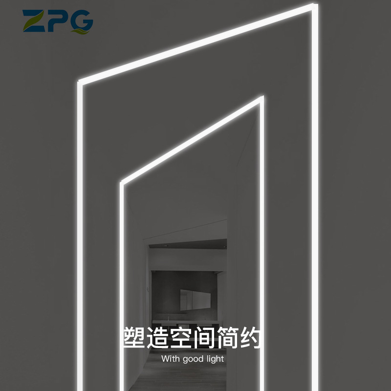 Embedded LED linear lights, customizable shapes, infinitely combinable, concealed wall-mounted strip lights for offices, hotels, corridors.