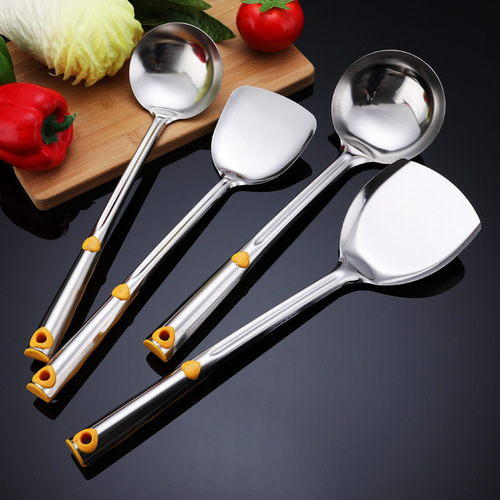 2020 New Kitchen Utensils Ladle and Slotted Spoon Set Stainless Steel Kitchen Cooking Spatula and Large Spoon Set