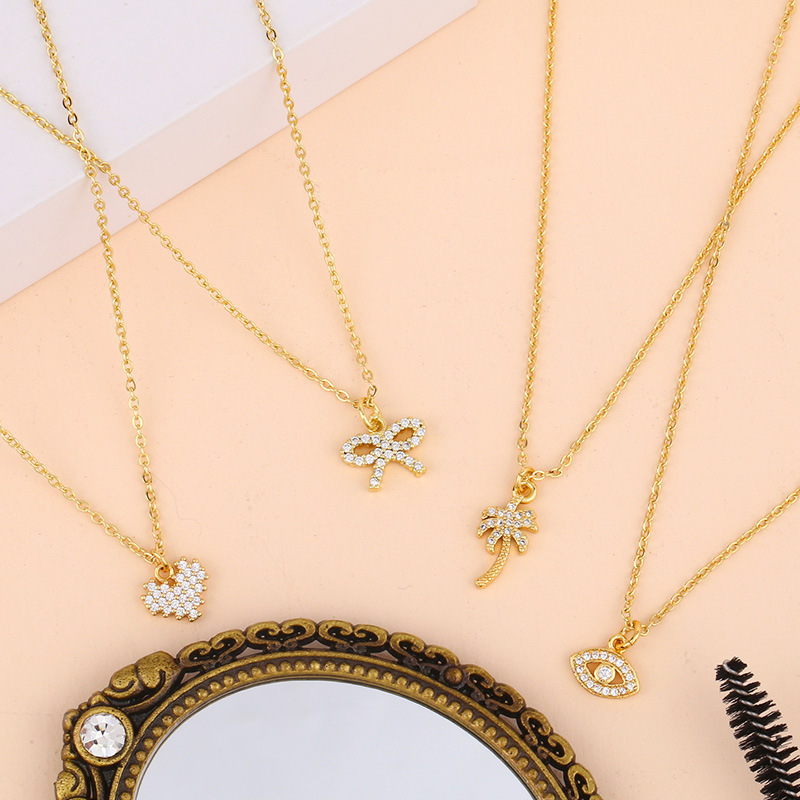New jewelry necklace yiwu nihaojewelry bow love pendant diamond necklace jewelry wholesale