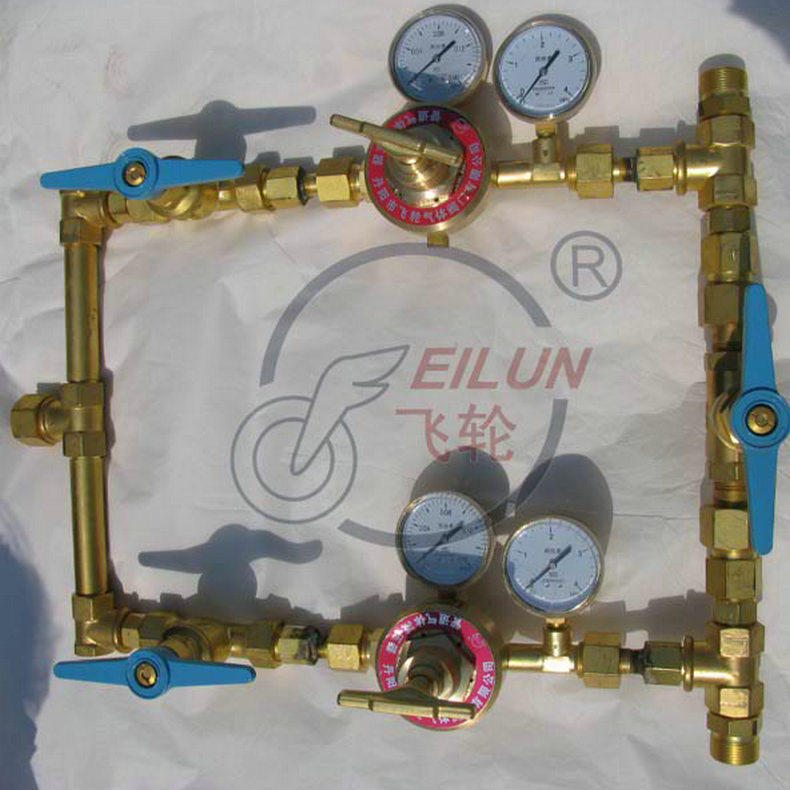 双组式双测式二氧化碳气体汇流排 丁字型半自动切换气体汇流排