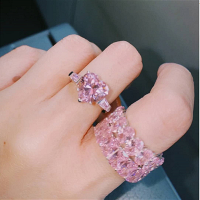 pink zircon oval heart ring setpicture4