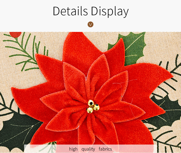 Creative Big Red Flower Linen Tree Skirt Hot-selling Lattice Christmas Tree display picture 8