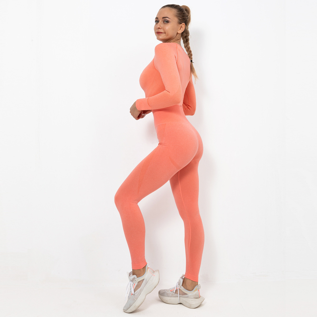 seamless knittedtight elastic hip fitness sports suit NSLX9030