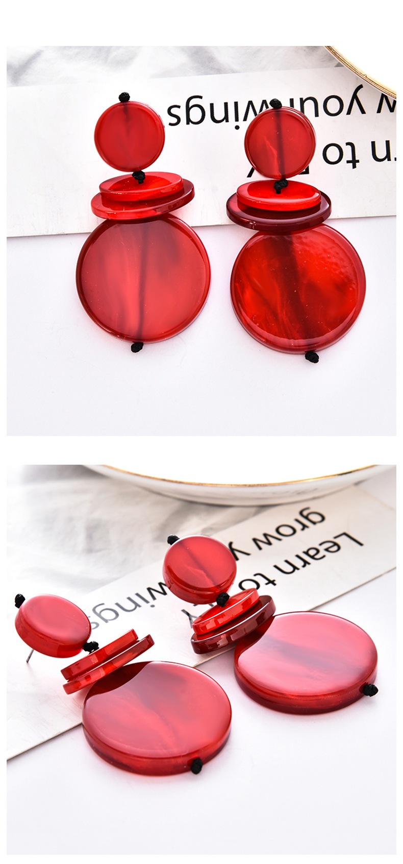 Retro Round Arylic Women's Drop Earrings display picture 1