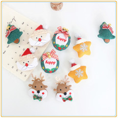 (Christmas Style 4) Cartoon Plush Santa Claus Christmas Tree Pin Reindeer Socks Accessory Supply