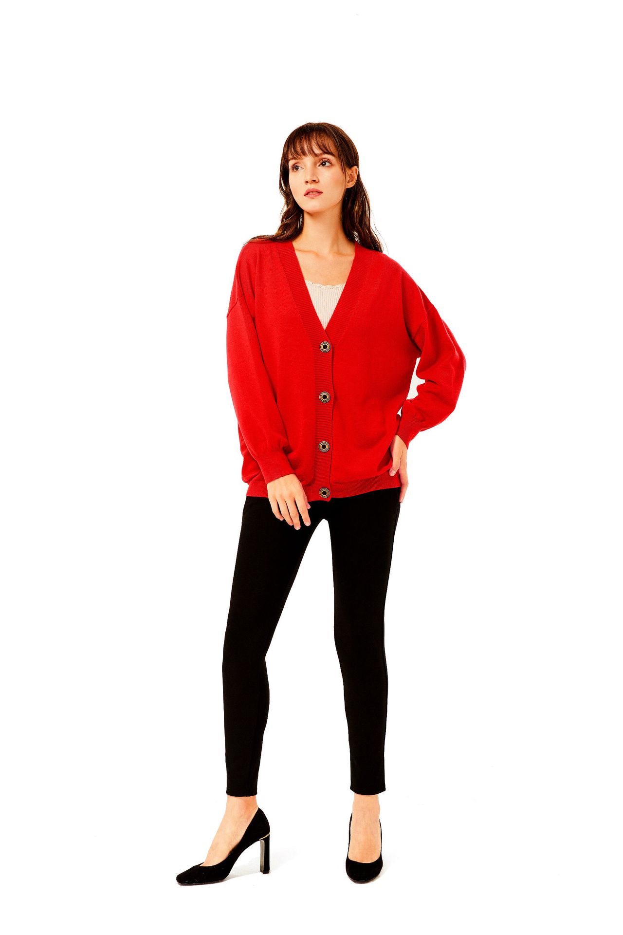 GraceChic Damenpullover Herbst/Winter 2020, lockerer, lässiger Strickpullover mit V-Ausschnitt und langen Ärmeln, Übergröße, auf Lager_voghion.com