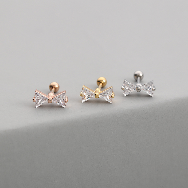 Fashion Star Copper Ear Studs Inlay Zircon Copper Earrings 1 Piece