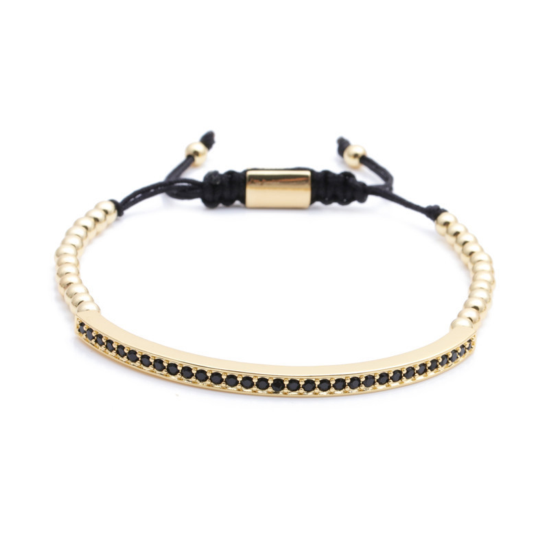 Fashion stainless steel Roman letter adjustable copper braided bracelet set