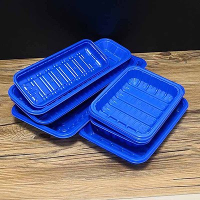 一次性托盘彩色生鲜肉类食品包装盒蔬菜打包海鲜长方形塑料盒加厚|ru