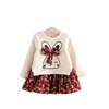 Small and medium sized girl’s cute rabbit floral bow and velvet stitching dress