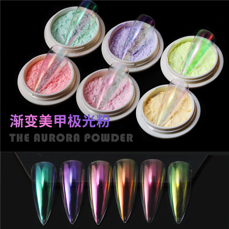 Manicura exclusiva transfronteriza polvo de Aurora polvo de hielo transparente polvo de color desnudo polvo de perlas de Aurora polvo de peces humanos polvo de concha polvo de espejo mágico