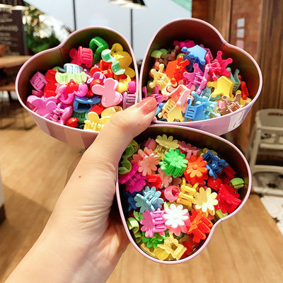 六一儿童节彩色小花发夹豆豆夹韩国女童炫雅儿童盘发小抓夹夹子|ru