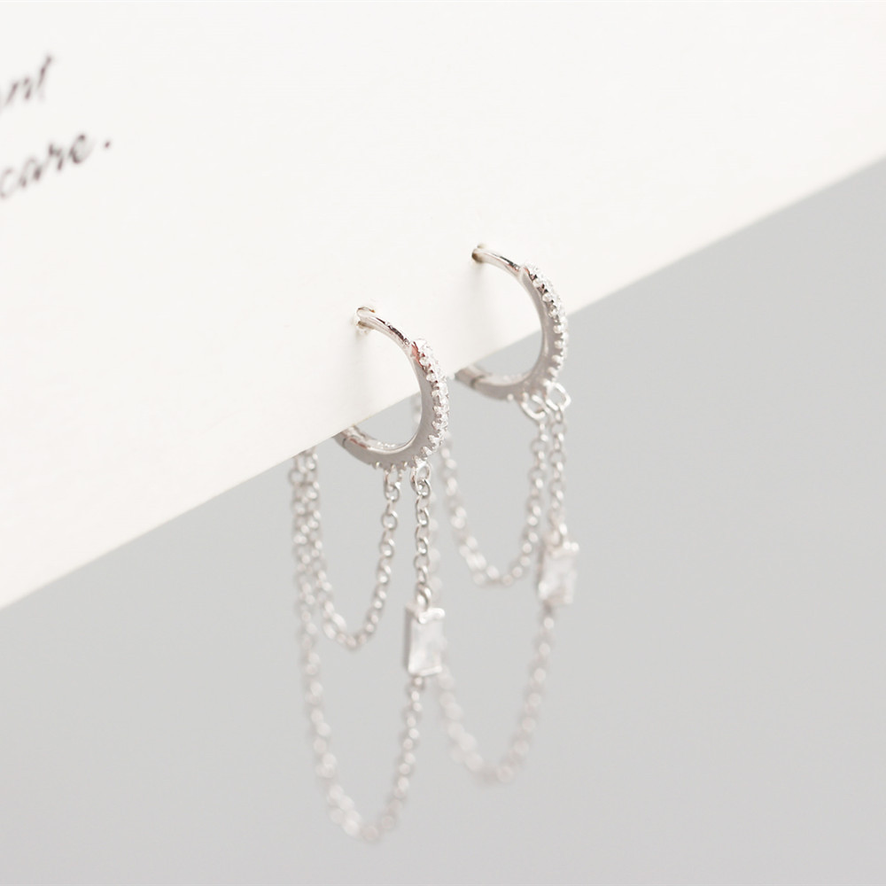 Women'S Gender Simple S925 Sterling Silver Chain Tassel Ear Buckle Wholesale Nihaojewelry