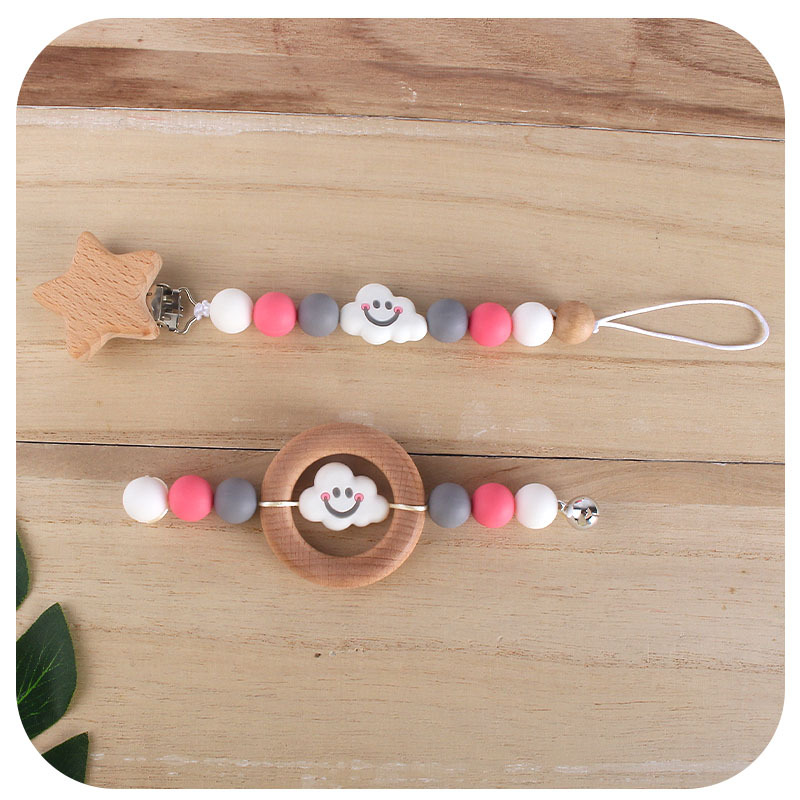 DIY juguete creativo para niños mordedor de dibujos animados nube de silicona molar Cadena de pezón cadena anti-caída Amazon Venta caliente