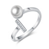 Fashionable elegant zirconium with bow, one size ring from pearl, micro incrustation, wholesale