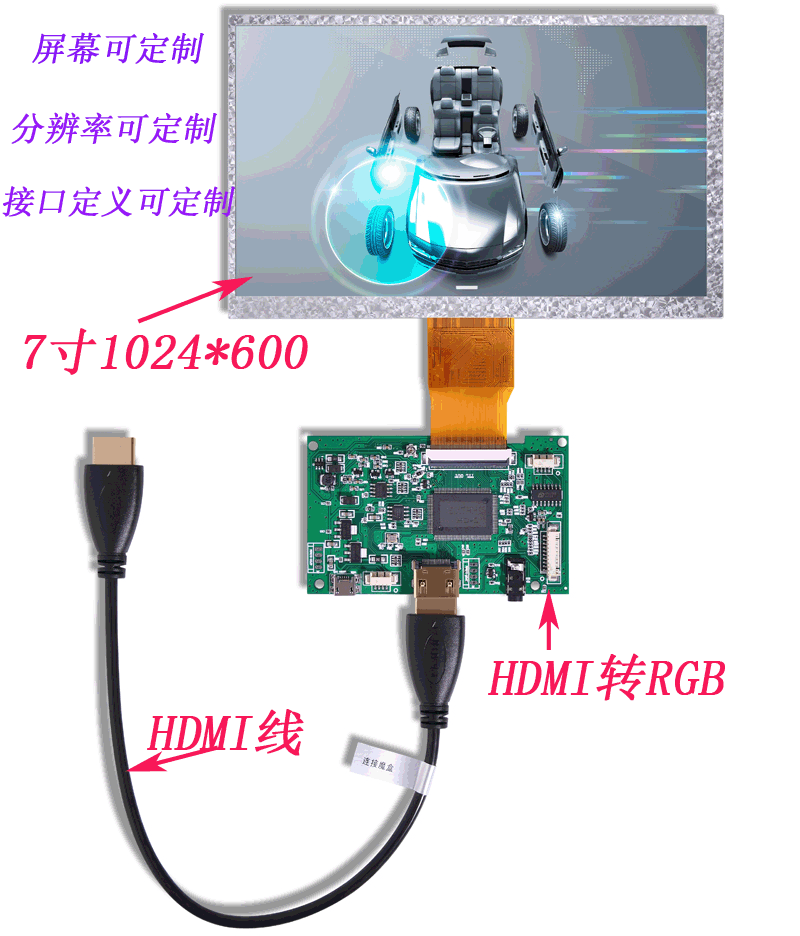 7寸高清触摸电容屏 HDMI显示 液晶屏显示器驱动板 方案开发