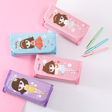 韩版新款小学生大容量卡通女孩笔袋 可爱多层牛津布铅笔袋笔袋