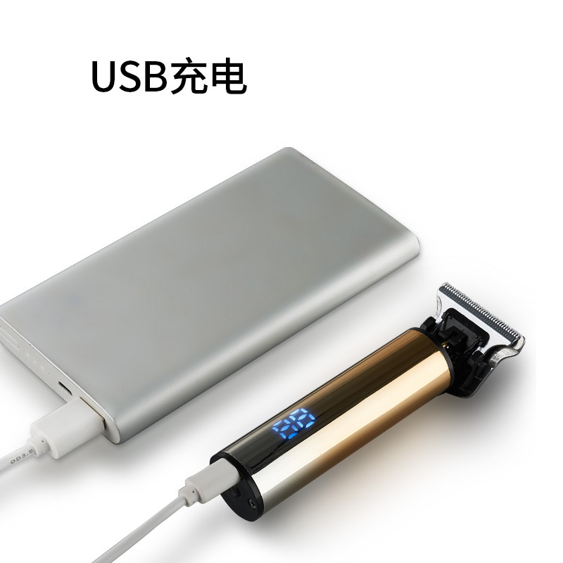 跨境新款迷你复古油头电推剪发廊雕刻推白小推子液晶数显理发器