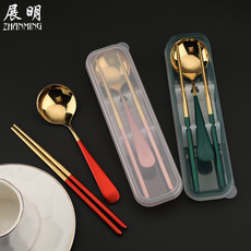 304不锈钢便携餐具学生餐具 旅行勺筷套装高档礼品套装定制logo