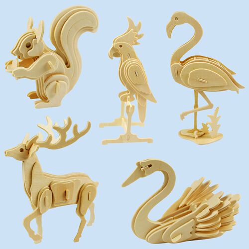 Children's wooden puzzle 3D puzzle blocks animal intellectual development toy outdoor expansion DIY assembly model