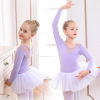 Children's winter mini-skirt, dancing sports clothing for early age, with short sleeve, autumn