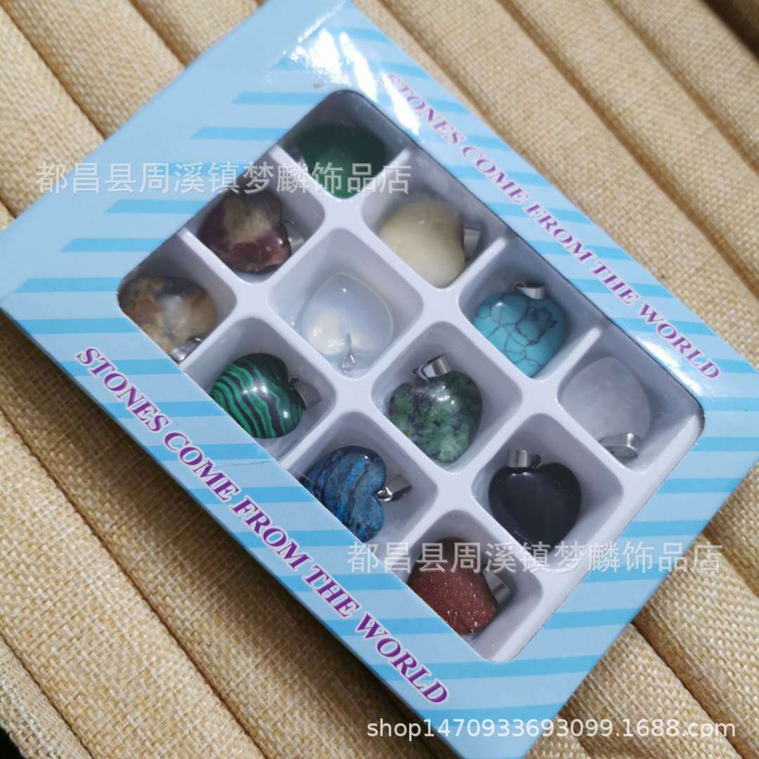 歐美經典項鏈 心形吊墜項鏈飾品批發 水晶桃心項飾 石頭吊墜