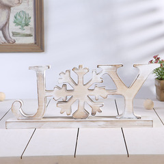 新款聖誕節裝飾英文字母JOY形狀擺飾 家居聖誕雪花形狀裝飾木擺件
