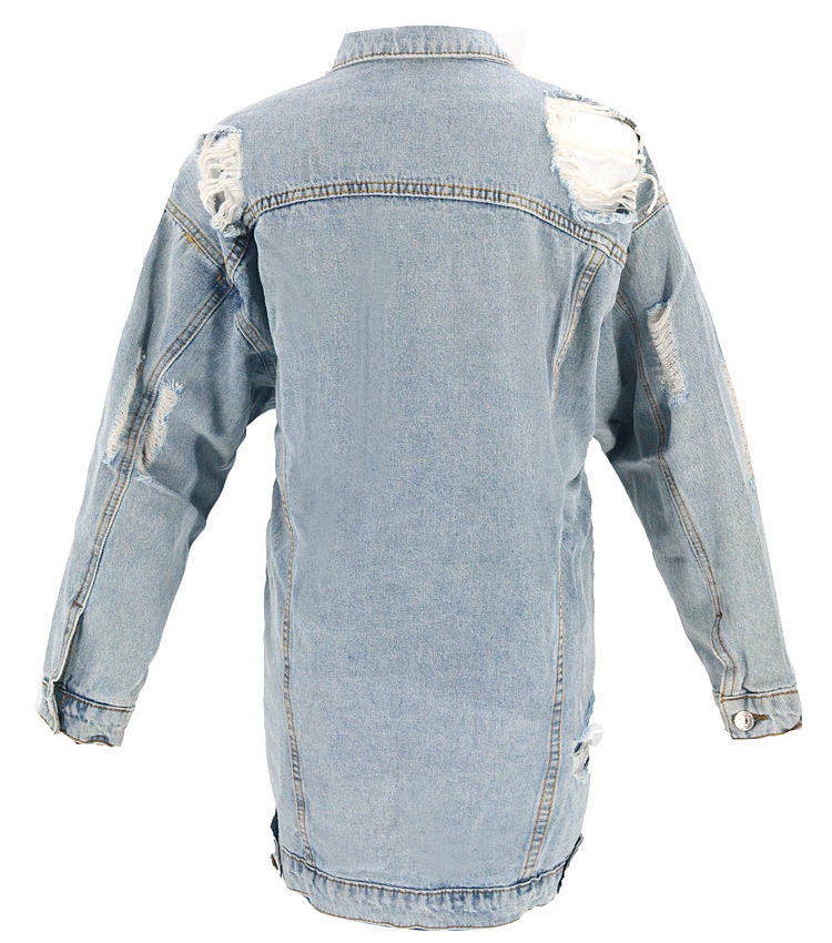 loose long ripped denim jacket  NSSY9455